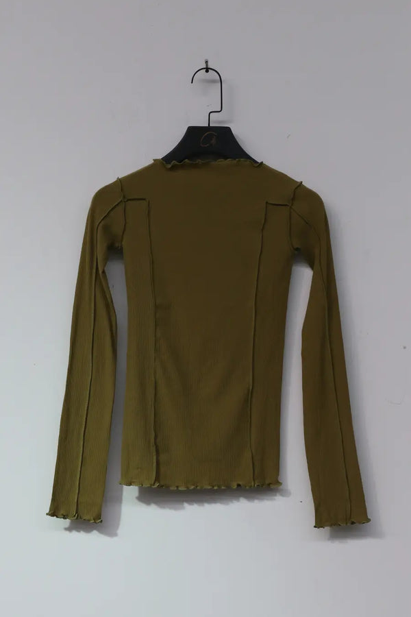 BASERANGE ribbed cotton long sleeve TTOML-RB-WI21 green